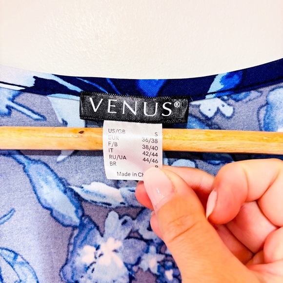 VENUS | Blue floral wrap jumpsuit | Wide leg boho style | Small * - Picture 4 of 8